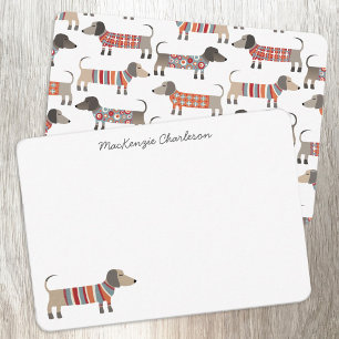 Tarjeta Pequeña Dachshund Sausage Dog Personalizado Stationery