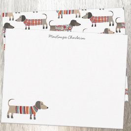 Tarjeta Pequeña Dachshund Sausage Dog Personalizado Stationery