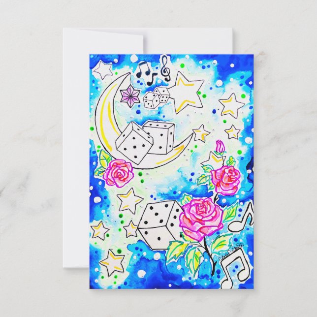 Tarjeta Pequeña Dados & Rosas (Anverso)
