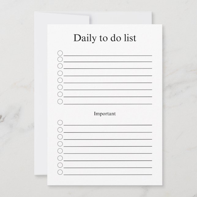Tarjeta Pequeña Daily to do list (Anverso)