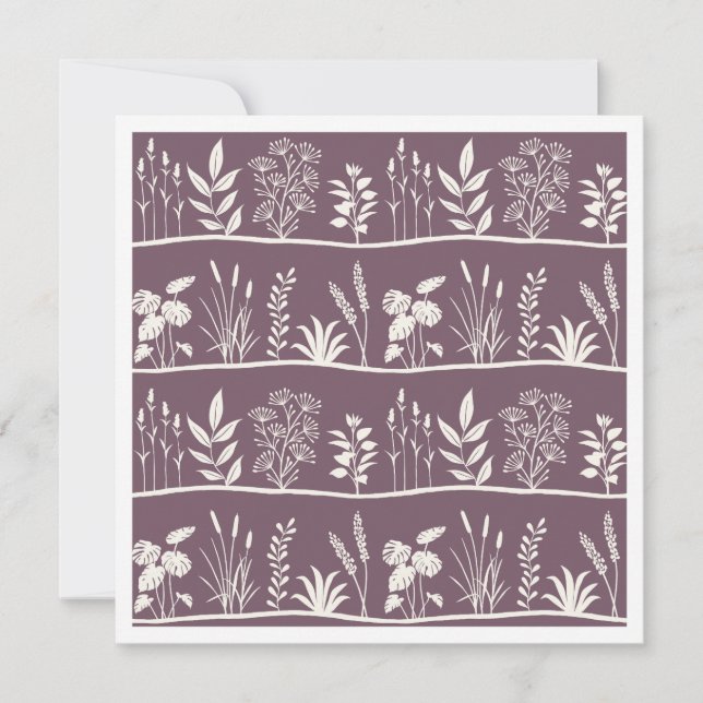 Tarjeta Pequeña Dainty Meadow Minimalist Botanical Silhouette Plum (Anverso)