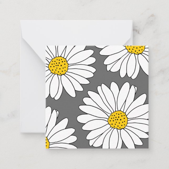 Tarjeta Pequeña Daisies blancos y amarillos grises (Anverso)