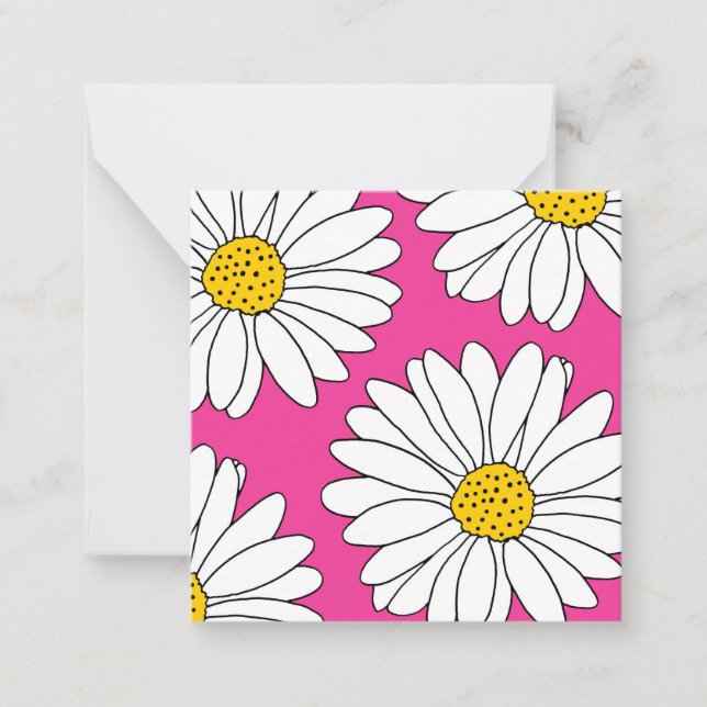 Tarjeta Pequeña Daisies blancos y amarillos rosados (Anverso)