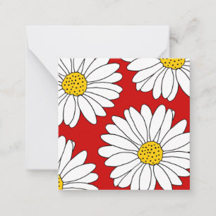 Tarjeta Pequeña Daisies blancos y rojos amarillos