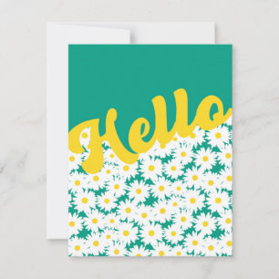 Tarjeta Pequeña Daisies de espacio negativo Hola pensando en ti