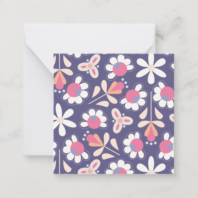 Tarjeta Pequeña Daisies en un fondo morado (Anverso)