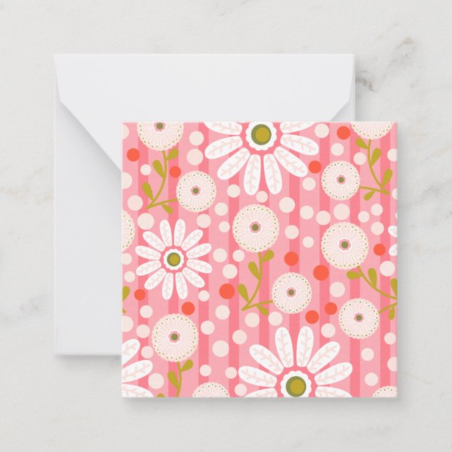 Tarjeta Pequeña Daisies sobre un fondo rayado rosado Rosa (Anverso)
