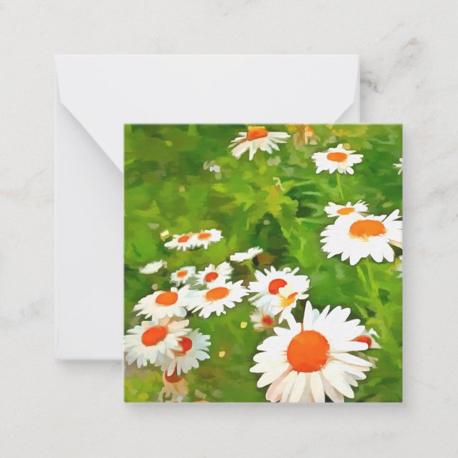 Tarjeta Pequeña Daisitas de los Jardínes Blancos Brillantes y Colo (Anverso)