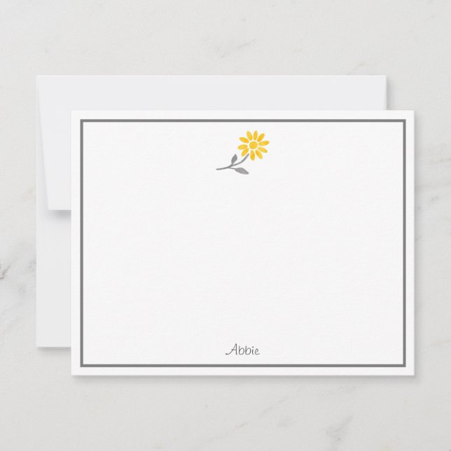 Tarjeta Pequeña Daisy amarillo y gris (Anverso)