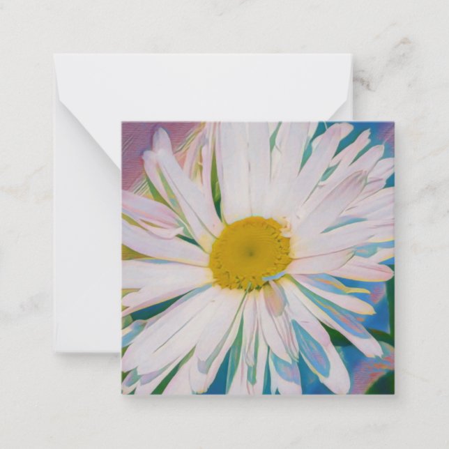 Tarjeta Pequeña Daisy blanco sobre fondo de pasto suave (Anverso)