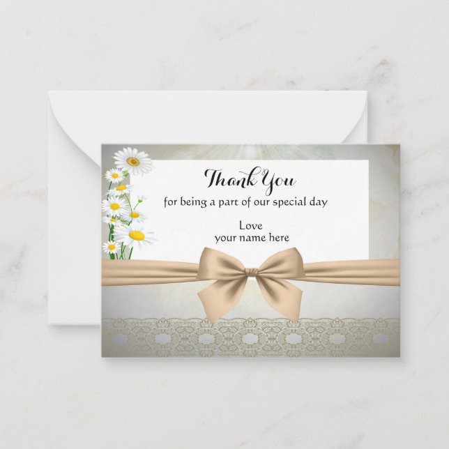 Tarjeta Pequeña Daisy Gracias Cartas (Anverso)