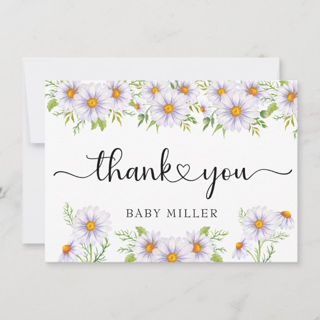 Tarjeta Pequeña Daisy Watercolor | Floral Gracias (Anverso)