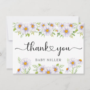 Tarjeta Pequeña Daisy Watercolor Floral Gracias