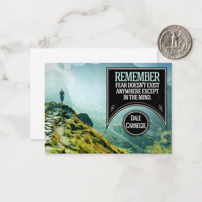 Tarjeta Pequeña Dale Carnegie cita Inspiradora "Miedo" (Anverso/Reverso In Situ)