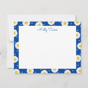 Tarjeta Pequeña Dalias Elegantes Aquarela Floral Azul y Amarillo