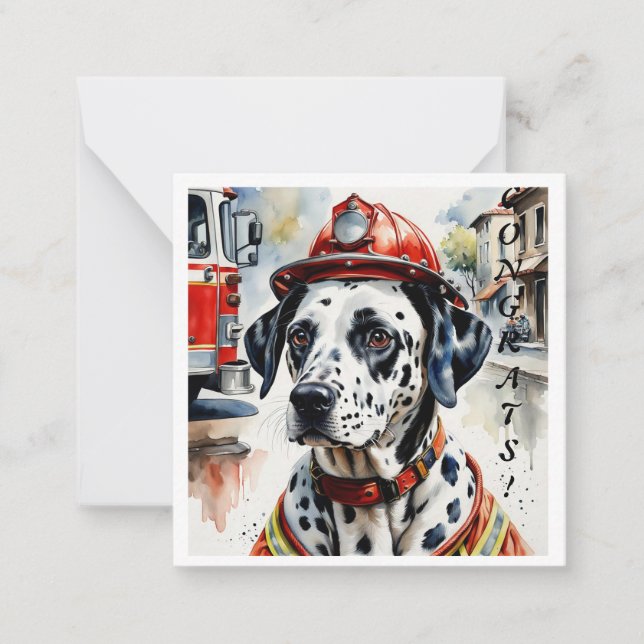 Tarjeta Pequeña Dalmación Graduación de Casco Incendio Notecard (Anverso)