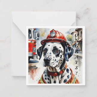 Tarjeta Pequeña Dalmación Graduación de Casco Incendio Notecard