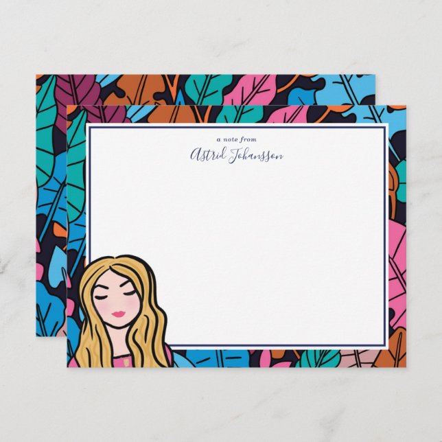 Tarjeta Pequeña Dama de rubia del Ilustracion original (Anverso / Reverso)