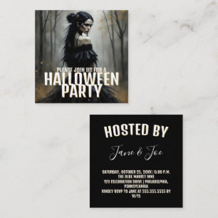 Tarjeta Pequeña Dama Mística en el oscuro bosque de Halloween - In