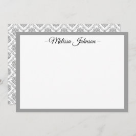 Tarjeta Pequeña Damasco gris claro personalizado