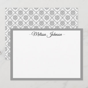 Tarjeta Pequeña Damasco gris claro personalizado