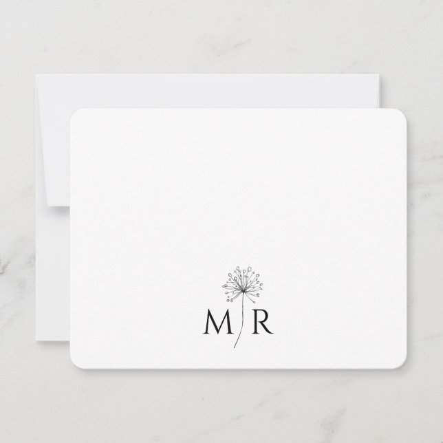 Tarjeta Pequeña Dandelion Floral Monograma (Anverso)