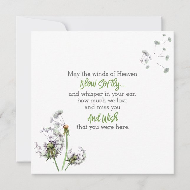 Tarjeta Pequeña Dandelion Remembriance (Anverso)