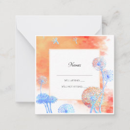 Tarjeta Pequeña Dandelion y nubes acuarelas boda rsvp