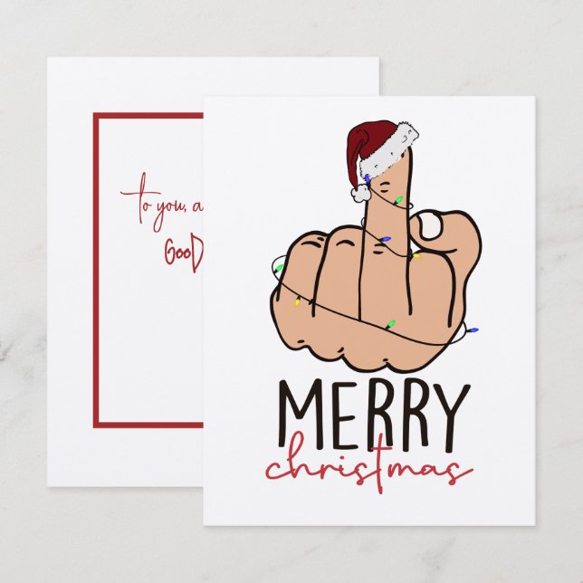 Tarjeta Pequeña Dando a los Navidades de Finger Santa Hat (Anverso / Reverso)