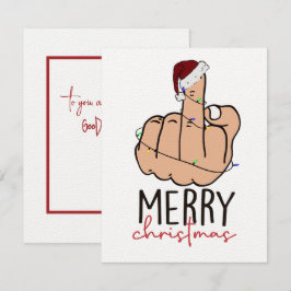 Tarjeta Pequeña Dando a los Navidades de Finger Santa Hat