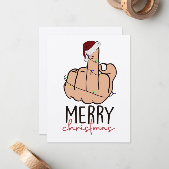 Tarjeta Pequeña Dando a los Navidades de Finger Santa Hat (Anverso/Reverso In Situ)