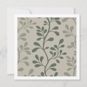 Tarjeta Pequeña Danza Paisley Verde Silueta Minimalista Botánica