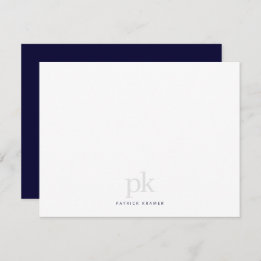Tarjeta Pequeña Dark Blue Simple Moderno Monograma Profesional