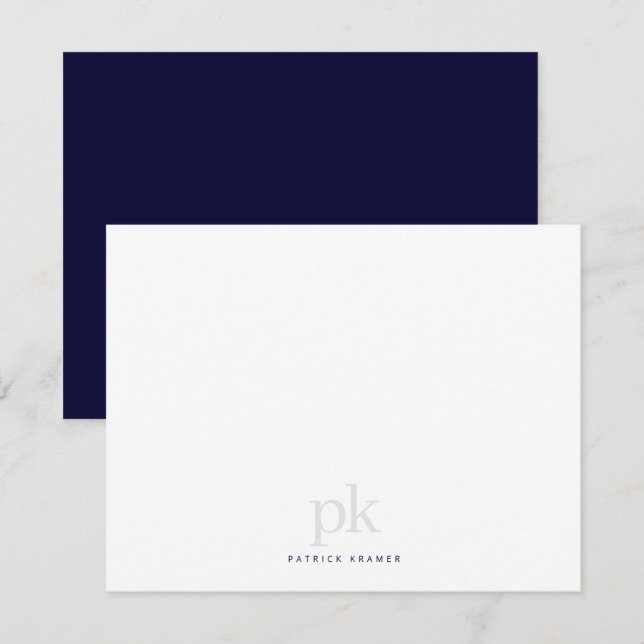 Tarjeta Pequeña Dark Blue Simple Moderno Monograma Profesional (Anverso / Reverso)