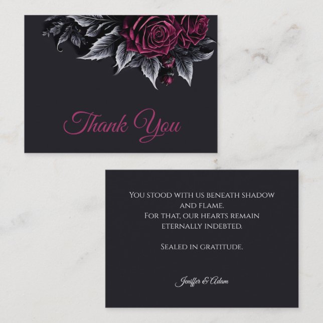 Tarjeta Pequeña Dark Floral Gothic AlternativeHalloween wedding (Anverso / Reverso)