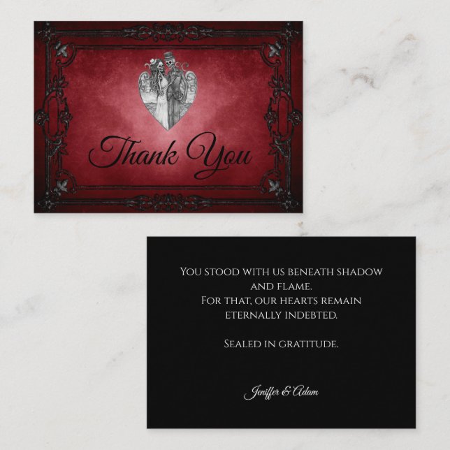 Tarjeta Pequeña Dark Gothic Alternative Halloween wedding (Anverso / Reverso)