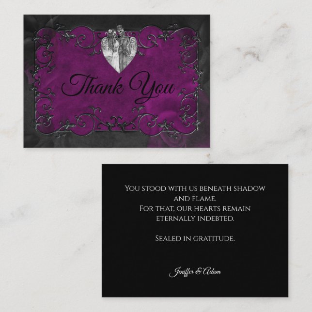 Tarjeta Pequeña Dark Gothic Halloween wedding (Anverso / Reverso)