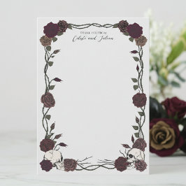 Tarjeta Pequeña Dark Gothic Skull & Rose Wedding Thank You