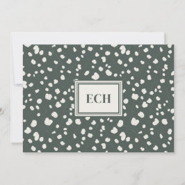 Tarjeta Pequeña Dark Green Lunaria Monogram Flat Note Card
