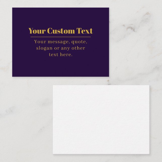 Tarjeta Pequeña Dark Purple & Gold Business Name o Greet (Anverso / Reverso)