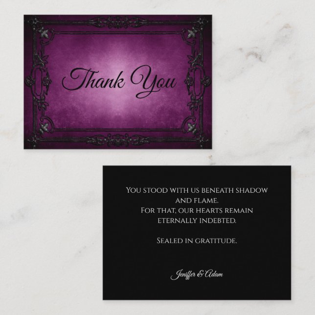 Tarjeta Pequeña Dark purple Gothic AlternativeHalloween wedding (Anverso / Reverso)