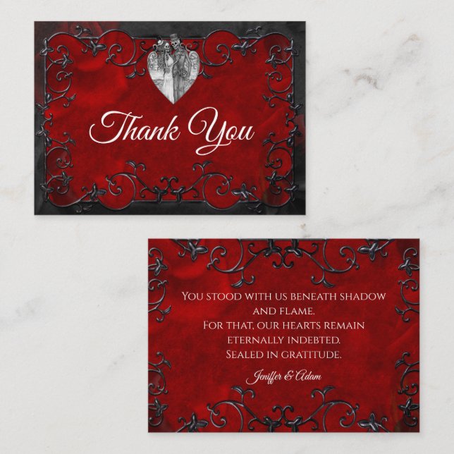 Tarjeta Pequeña Dark Red Gothic Halloween wedding (Anverso / Reverso)