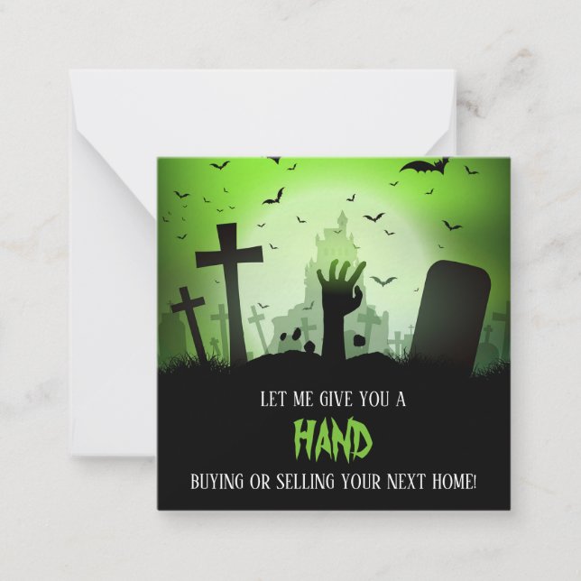 Tarjeta Pequeña Darte una Mano de Halloween Pop By (Anverso)