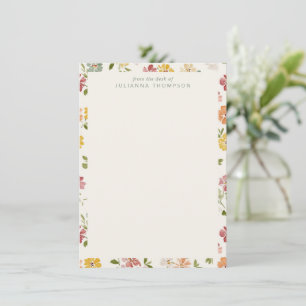 Tarjeta Pequeña De Escritorio De Acuarela Floral Nombre Suave Mode