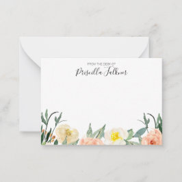 Tarjeta Pequeña De La Mesa De La Flora De Las Colores De Agua Rosa