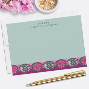 Tarjeta Pequeña De la mesa de Pretty Teal Floral