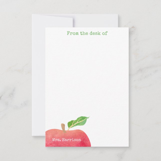 Tarjeta Pequeña De la mesa del profesor Red Apple personalizado (Anverso)