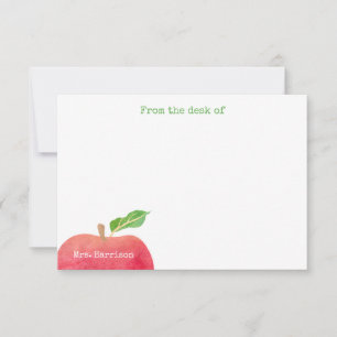 Tarjeta Pequeña De la mesa del profesor Red Apple personalizado