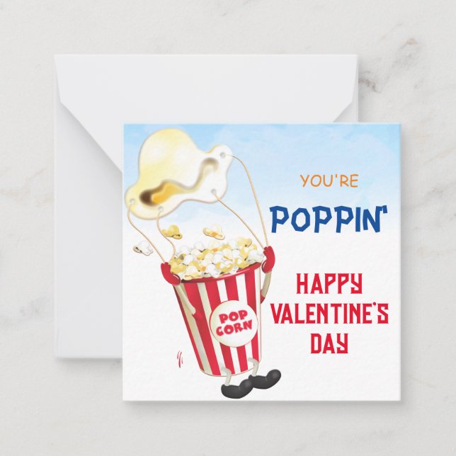 Tarjeta Pequeña De Popcorn Valentine (Anverso)