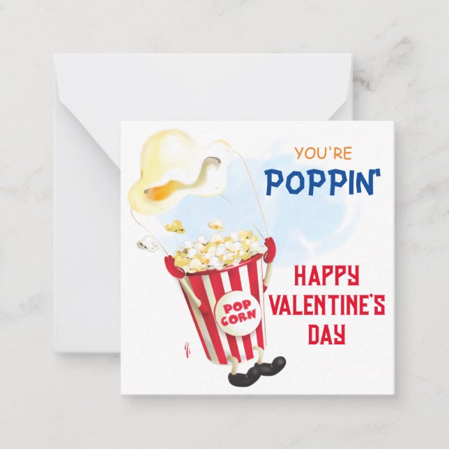 Tarjeta Pequeña De Popcorn Valentine (Anverso)